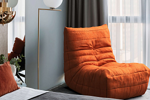 Оранжевое кресло ДеФранс для детской, мягкое, бескаркасное, эргономичное